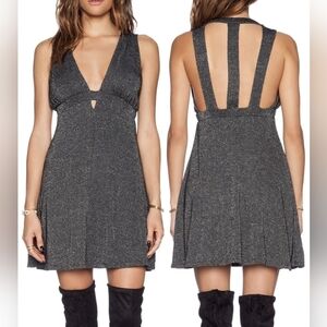 Free People Dance of the Night Black Shimmer Halter Party Dress